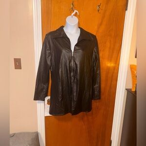 Sleek Black Leather Jacket and shorts